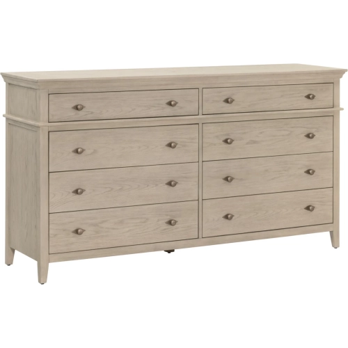 Oxford 8 Drawer Double Dresser in White Washed Oak